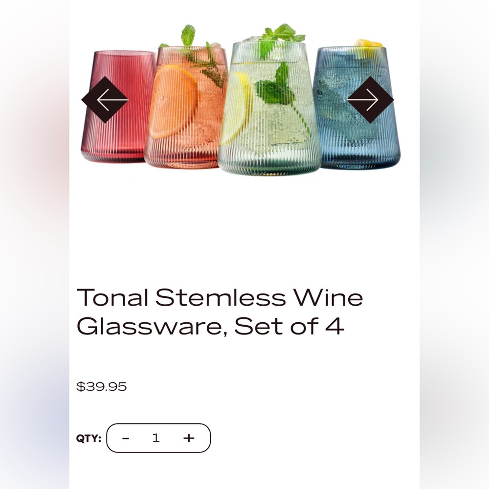 Brand new in Box by KHEN Vibrant Stemless Wine Glass Set of 4